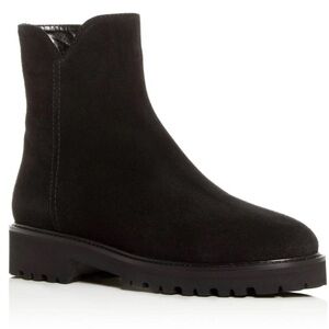 Aquatalia Madelyn black suede lined ankle boots with inside zip, 6” boot height